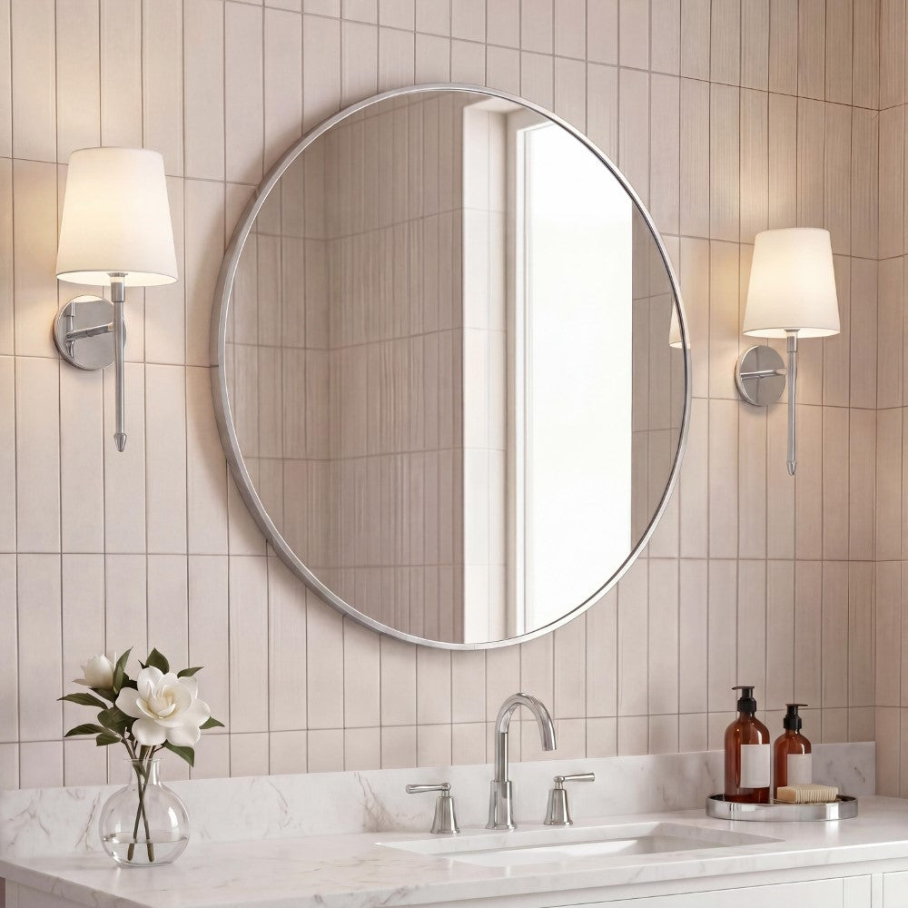 Bloomridge Circle Aluminum Alloy Framed Wall Mounted Mirror