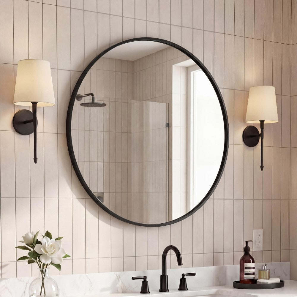 Bloomridge Circle Aluminum Alloy Framed Wall Mounted Mirror
