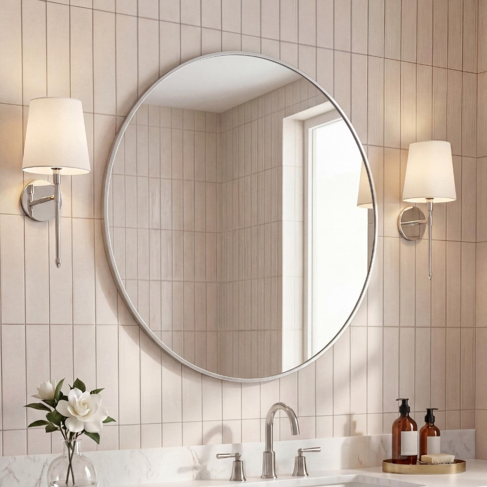Bloomridge Circle Aluminum Alloy Framed Wall Mounted Mirror