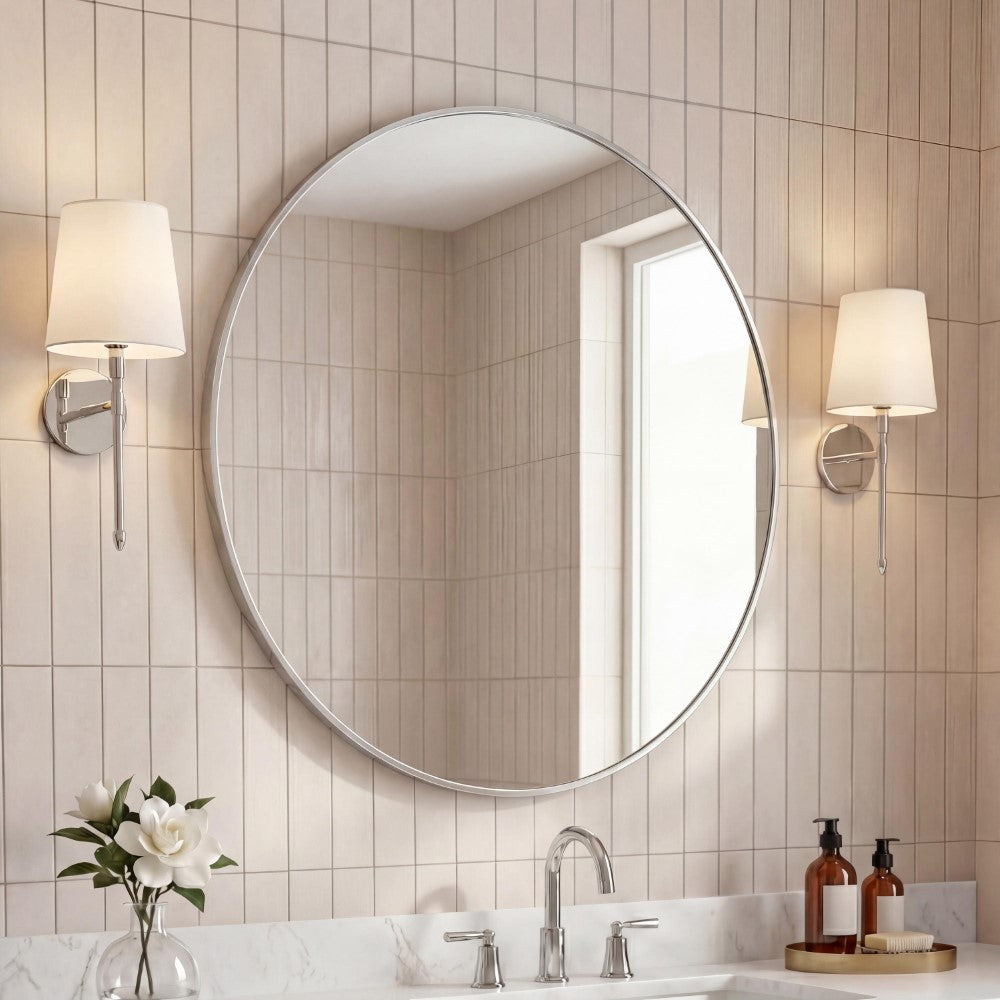 Bloomridge Circle Aluminum Alloy Framed Wall Mounted Mirror