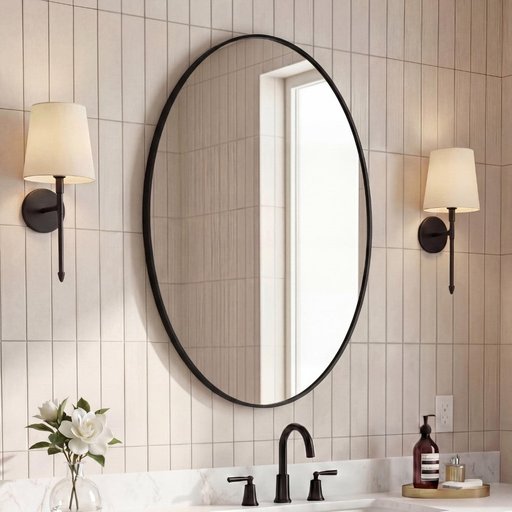 Sagegrove 24 in. W x 36 in. H Medium Oval Aluminum Alloy Framed Wall Mounted Mirror