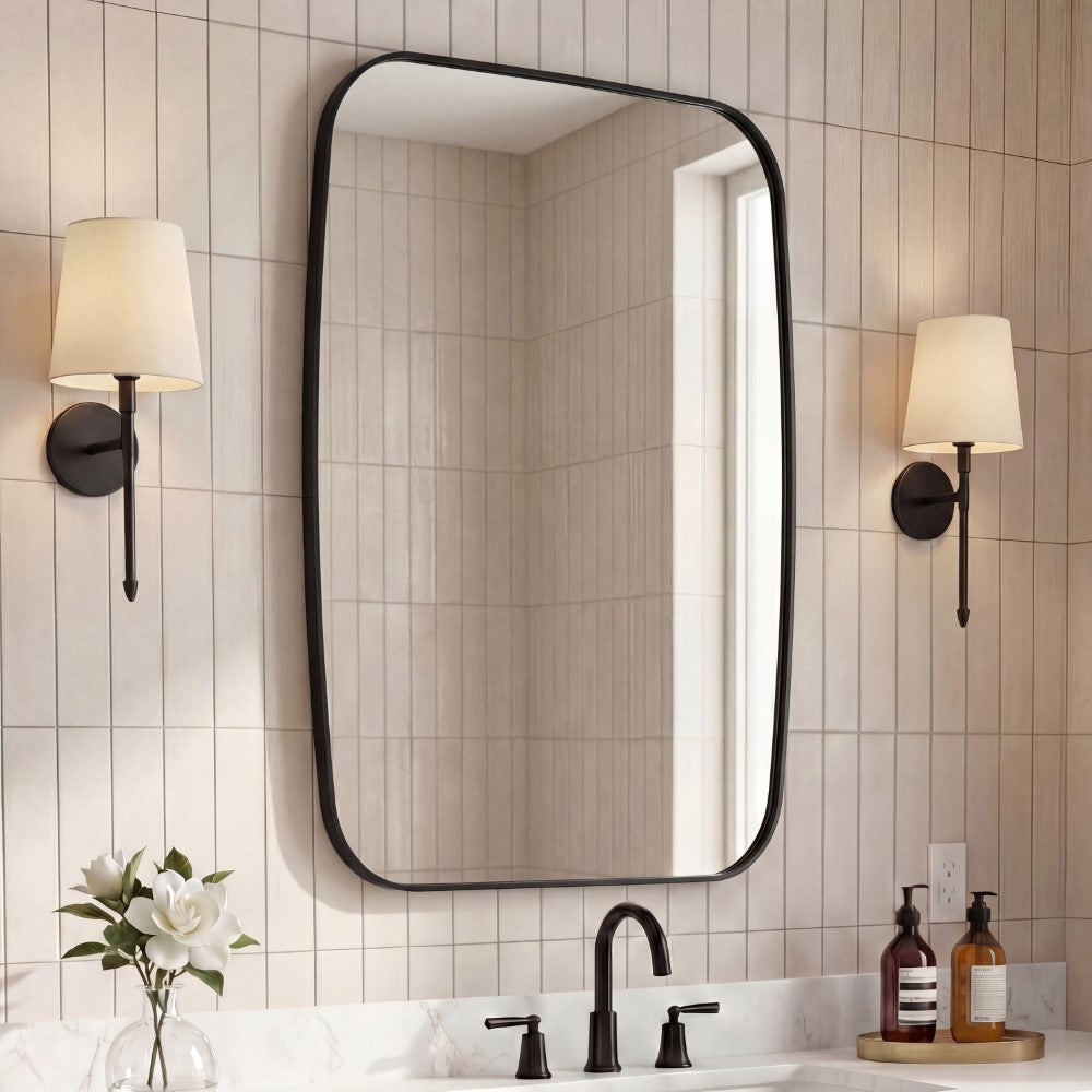 Petalroot 24 in. W x 36 in. H Medium Capsule Oblong Oval Aluminum Alloy Framed Wall Mounted Mirror
