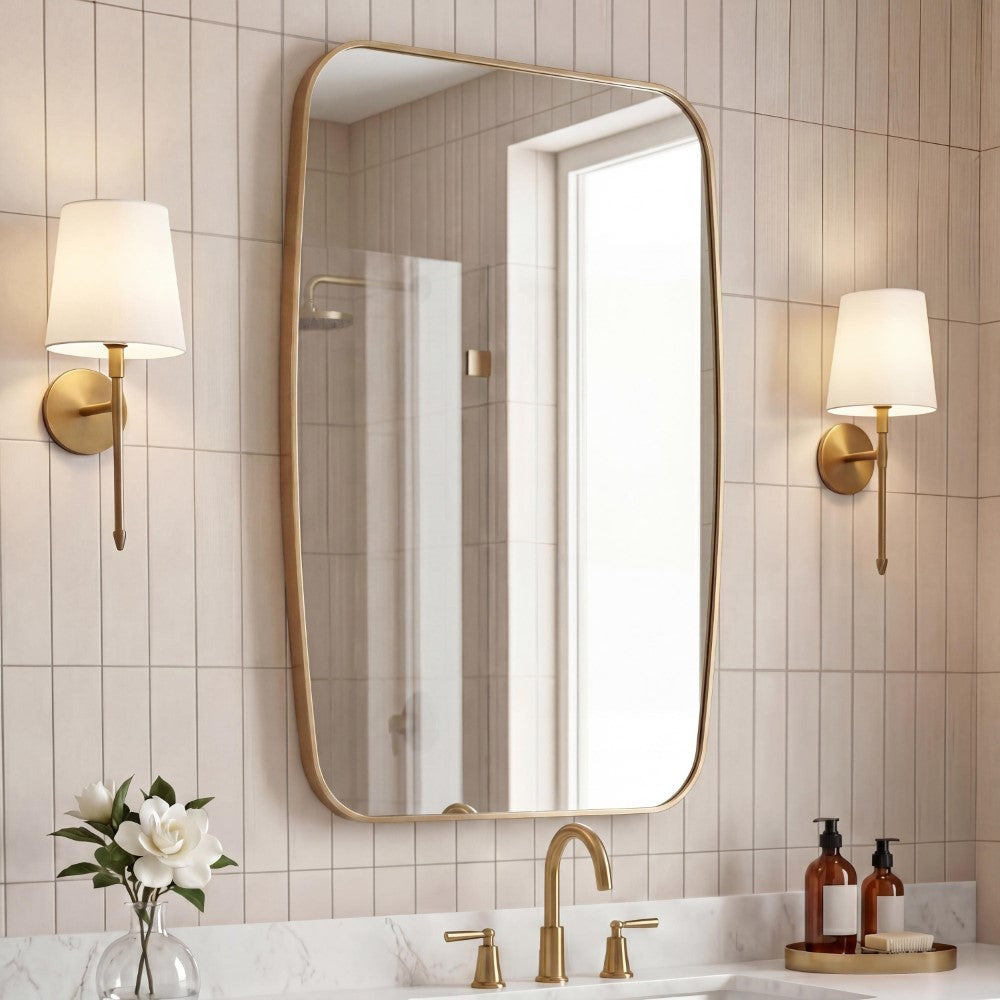 Petalroot 24 in. W x 36 in. H Medium Capsule Oblong Oval Aluminum Alloy Framed Wall Mounted Mirror