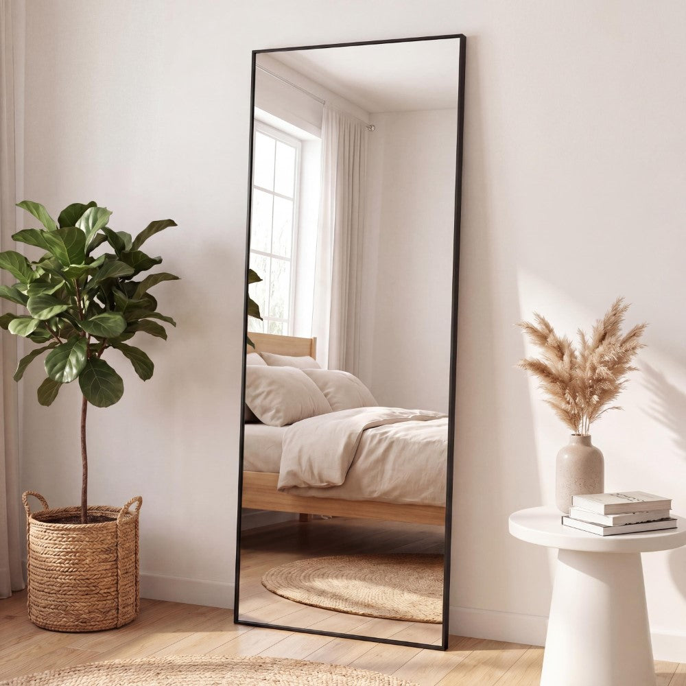 Virel 20 in. W x 59 in. H Large Rectangular Aluminum Alloy Framed Full-Length Wall Mounted Leaner Mirror