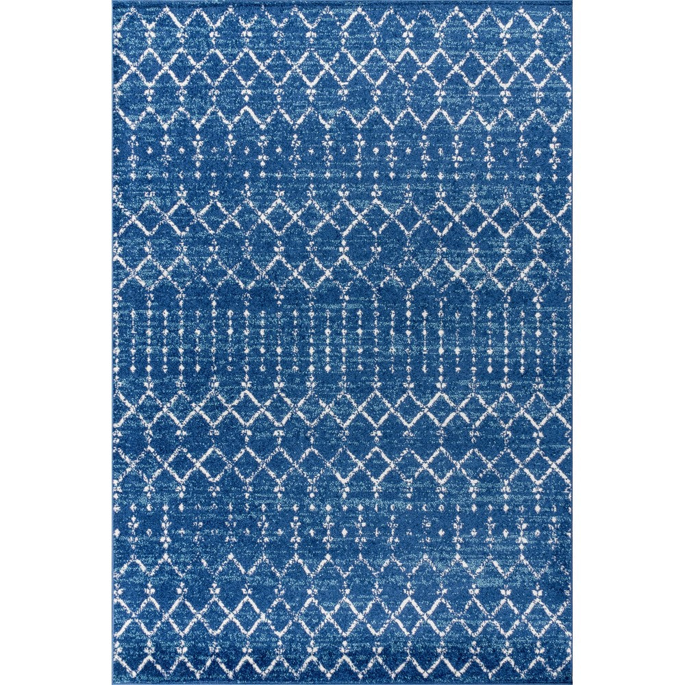 Kolkata Moroccan HYPE Boho Vintage Area Rug Blue/White