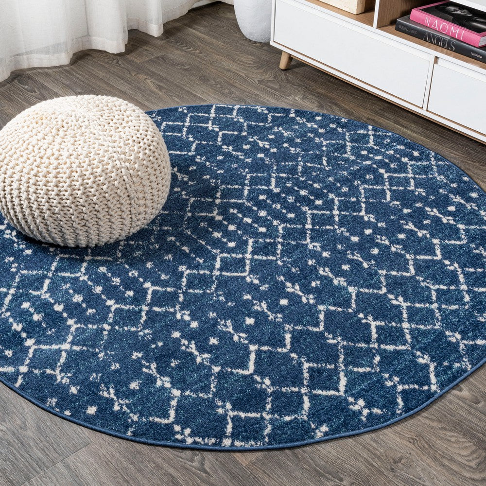 Kolkata Moroccan HYPE Boho Vintage Area Rug Blue/White