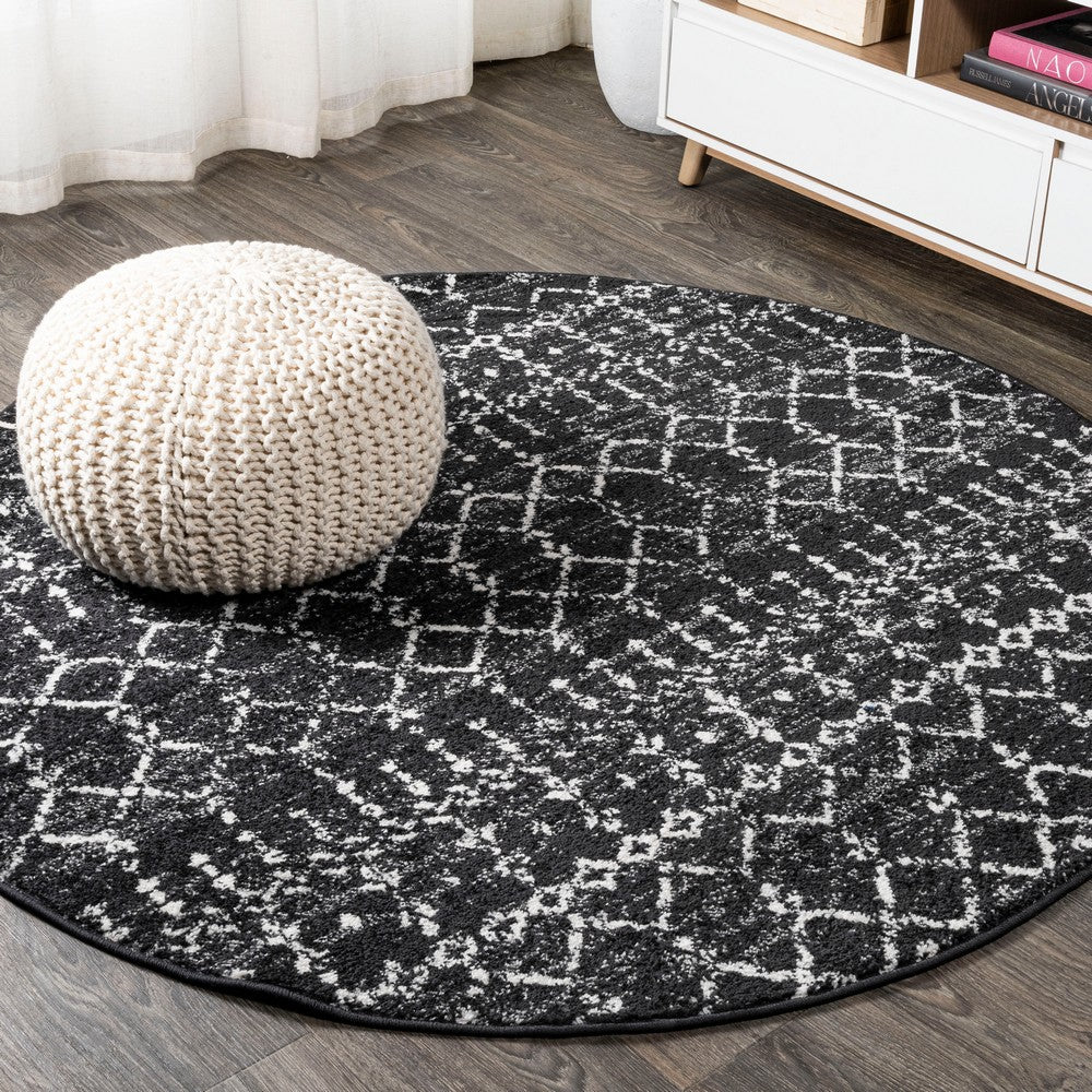 Kolkata Moroccan HYPE Boho Vintage Area Rug Black/Ivory