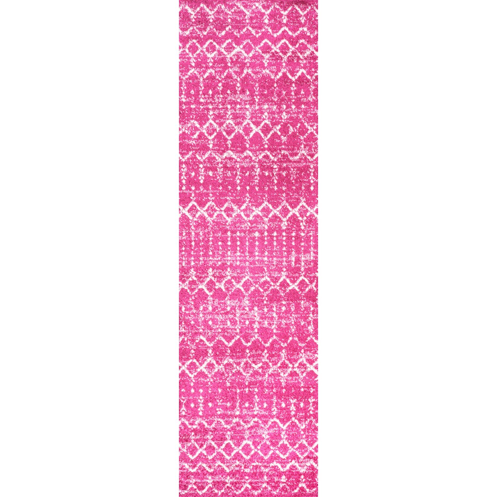 Kolkata Moroccan HYPE Boho Vintage Area Rug Fuchsia/Ivory