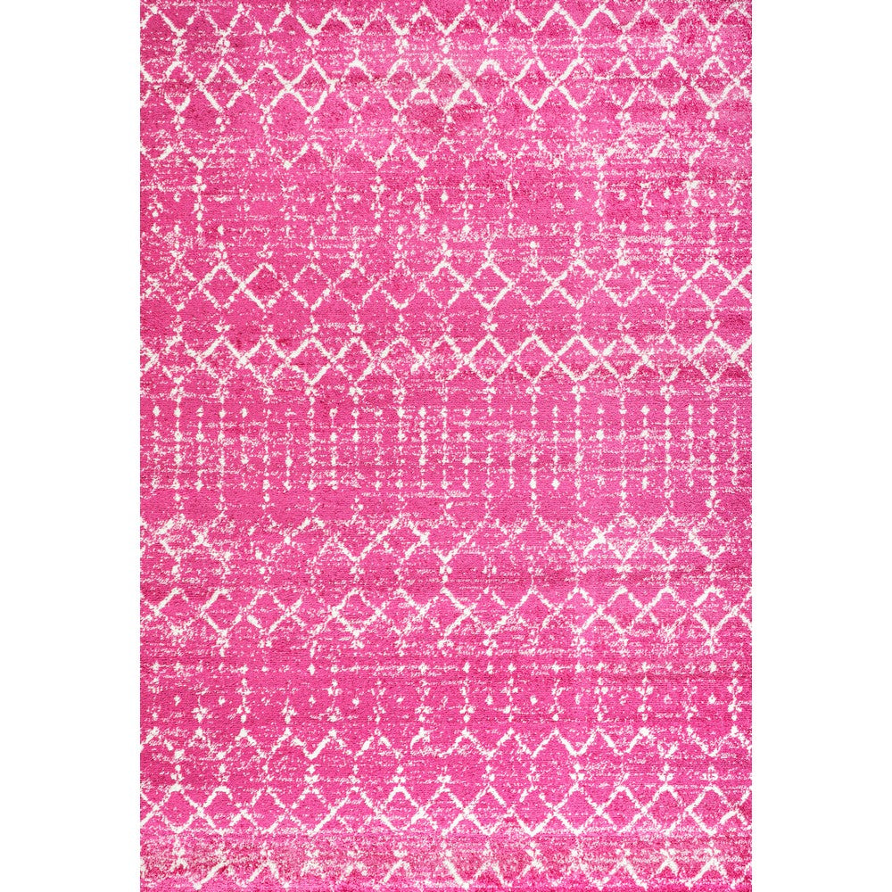 Kolkata Moroccan HYPE Boho Vintage Area Rug Fuchsia/Ivory