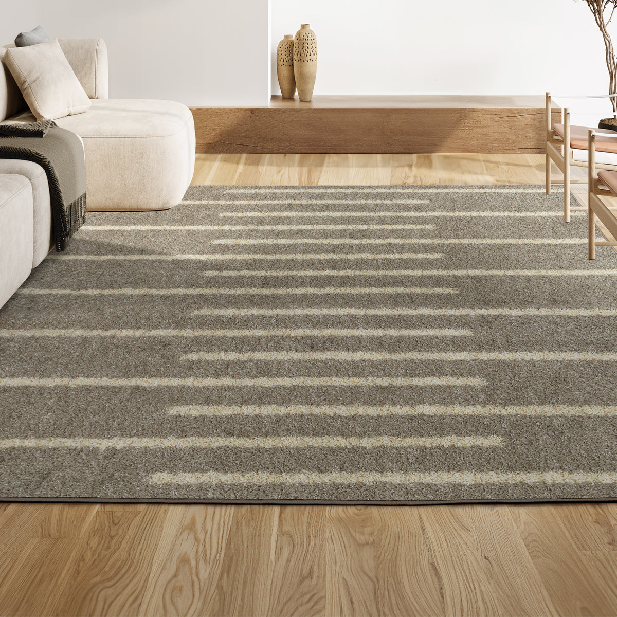 New Alaro Berber Stripe Shag Area Rug