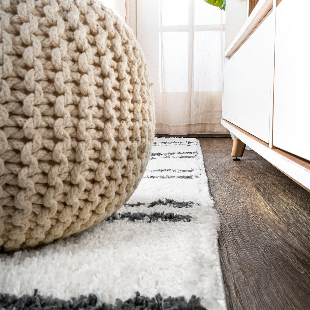 Nelson Petra Stripe Geometric Shag Area Rug