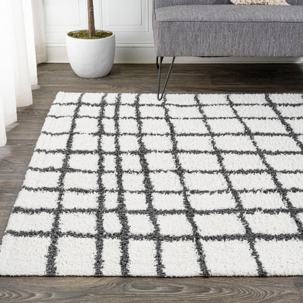 Upper Arenal Geometric Grid Shag Area Rug