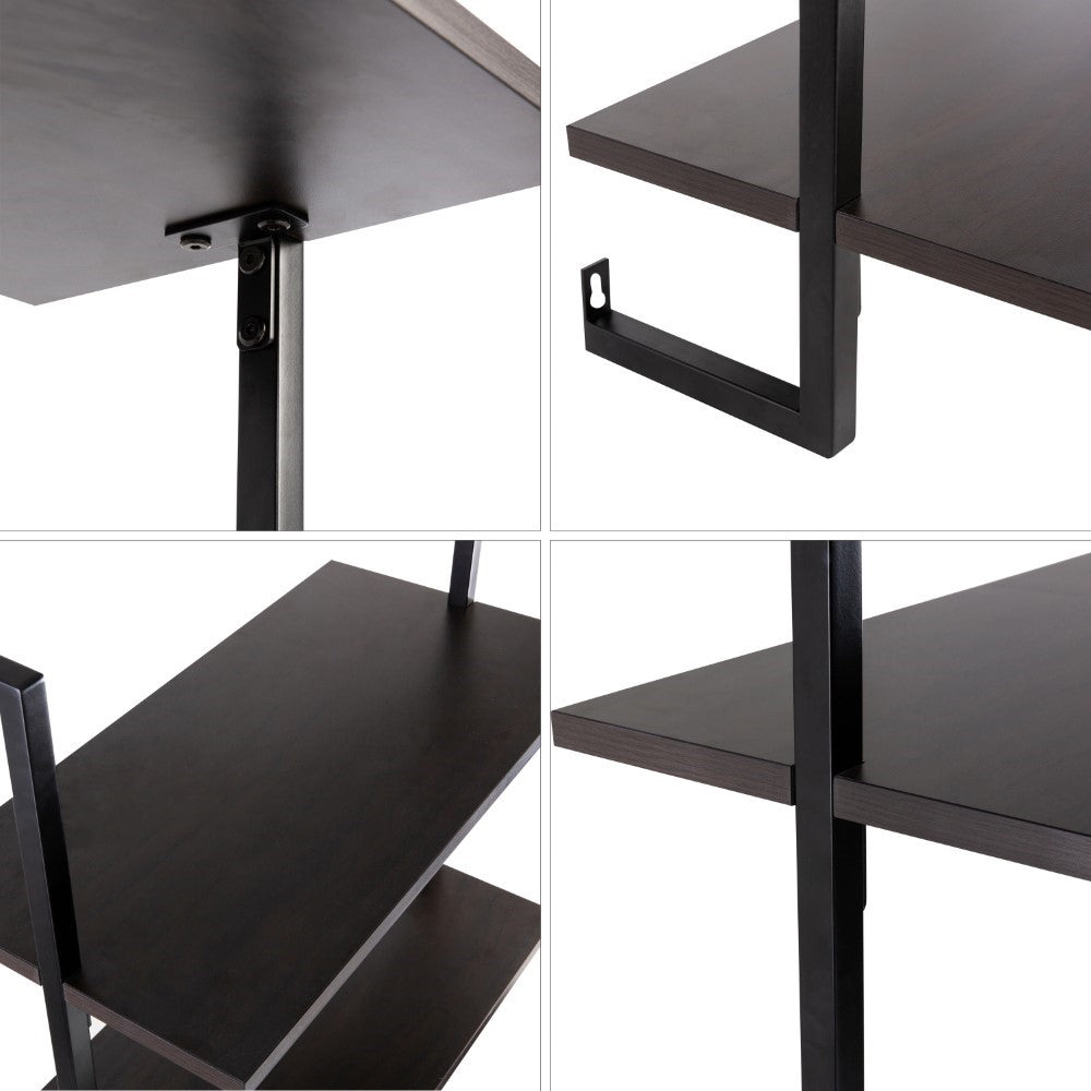 Clancy 40.55" Classic Industrial 3-Shelf Wood Wall-Mounted Open Ladder Bookcase with Metal Frame