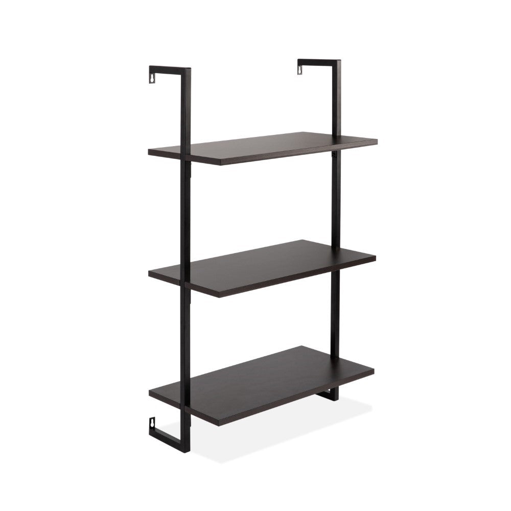 Clancy 40.55" Classic Industrial 3-Shelf Wood Wall-Mounted Open Ladder Bookcase with Metal Frame