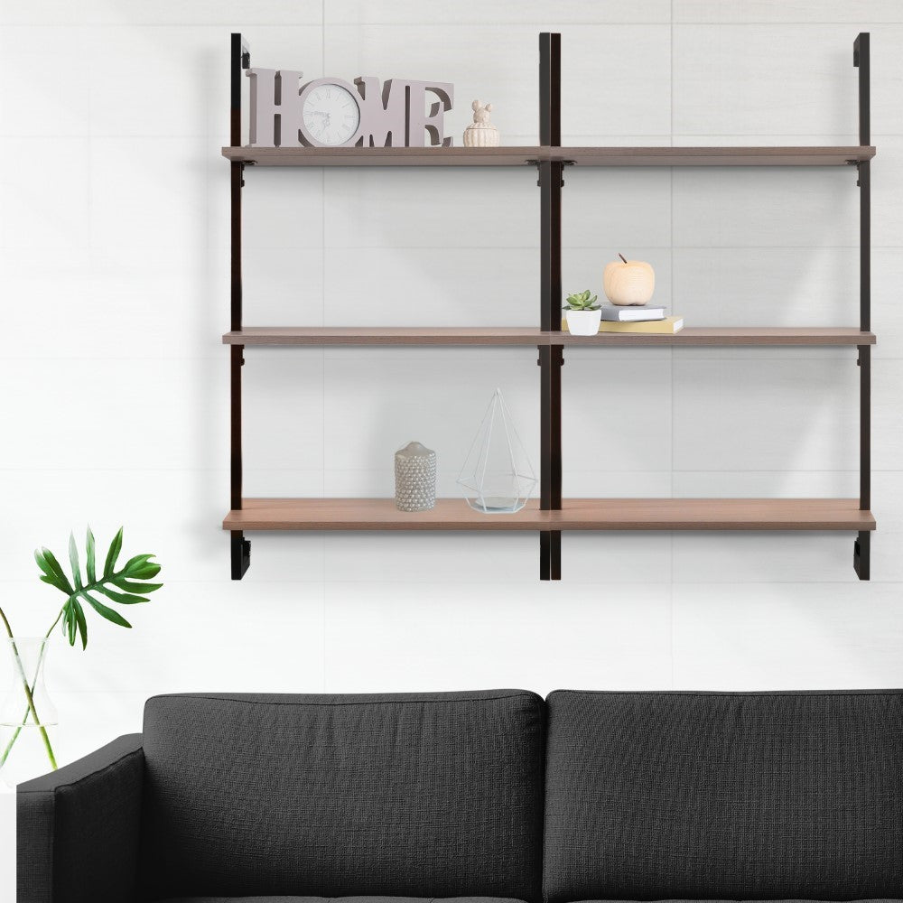 Clancy 40.55" Classic Industrial 3-Shelf Wood Wall-Mounted Open Ladder Bookcase with Metal Frame