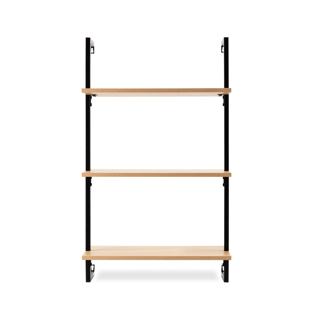 Clancy 40.55" Classic Industrial 3-Shelf Wood Wall-Mounted Open Ladder Bookcase with Metal Frame