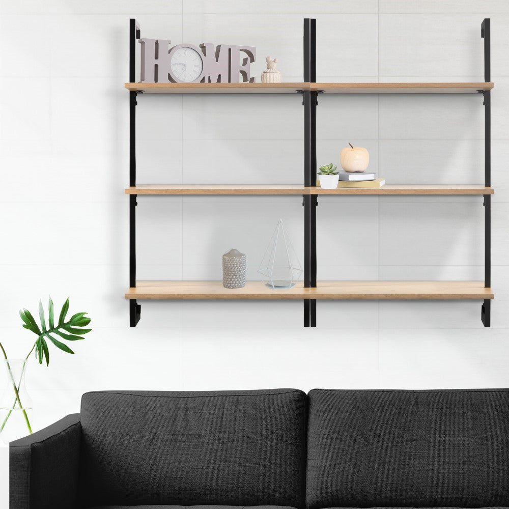 Clancy 40.55" Classic Industrial 3-Shelf Wood Wall-Mounted Open Ladder Bookcase with Metal Frame