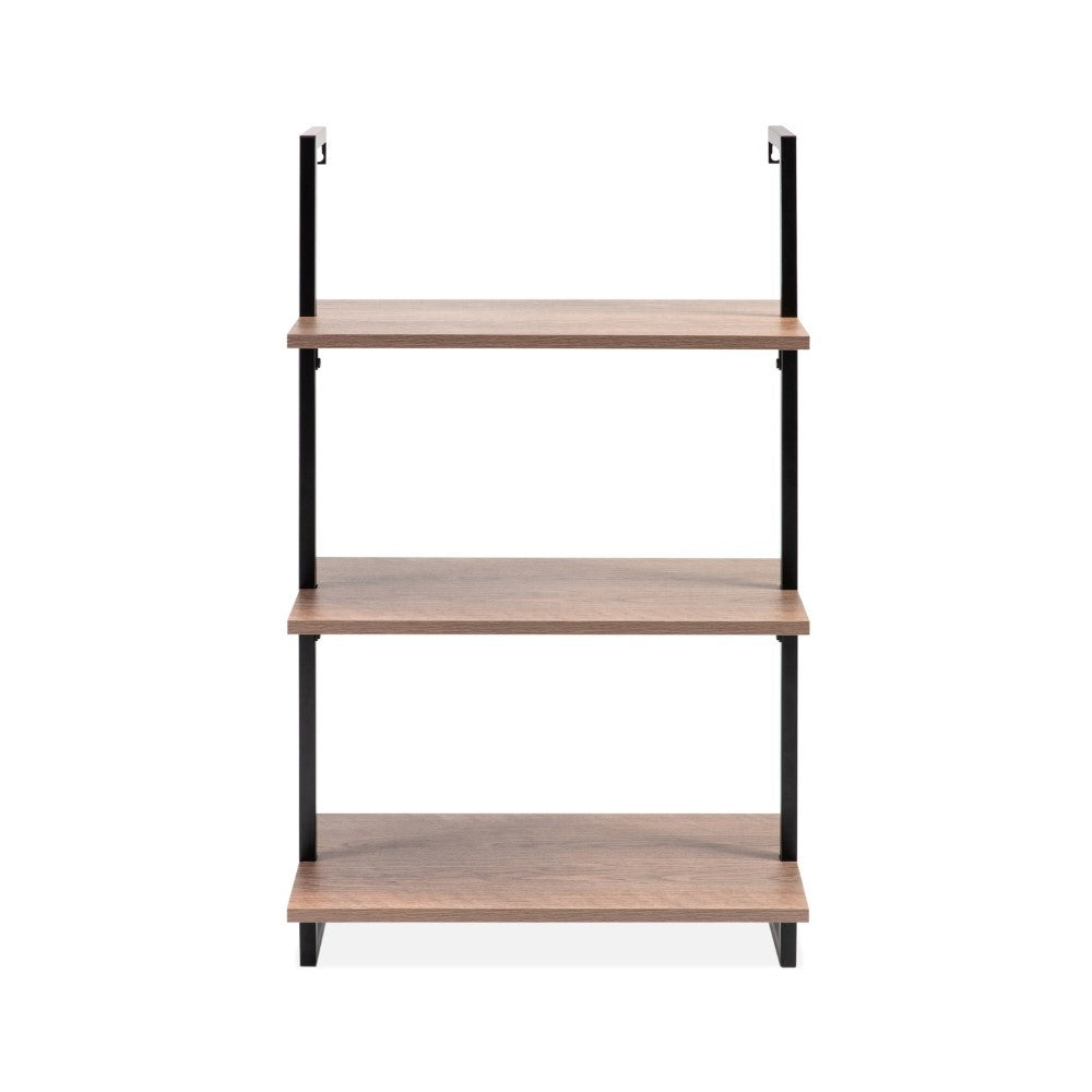 Clancy 40.55" Classic Industrial 3-Shelf Wood Wall-Mounted Open Ladder Bookcase with Metal Frame