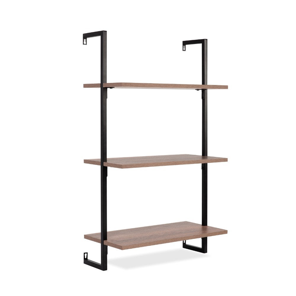 Clancy 40.55" Classic Industrial 3-Shelf Wood Wall-Mounted Open Ladder Bookcase with Metal Frame