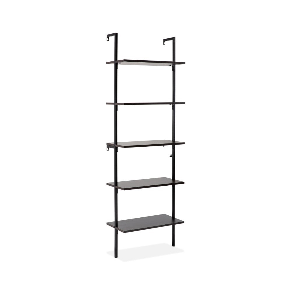 Aarushi 72.05" Classic Industrial 5-Shelf Wood Wall-Mounted Open Ladder Bookcase with Metal Frame