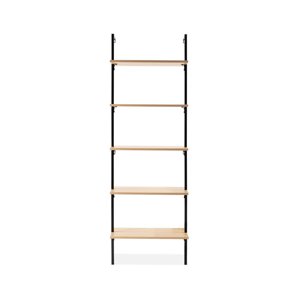 Aarushi 72.05" Classic Industrial 5-Shelf Wood Wall-Mounted Open Ladder Bookcase with Metal Frame