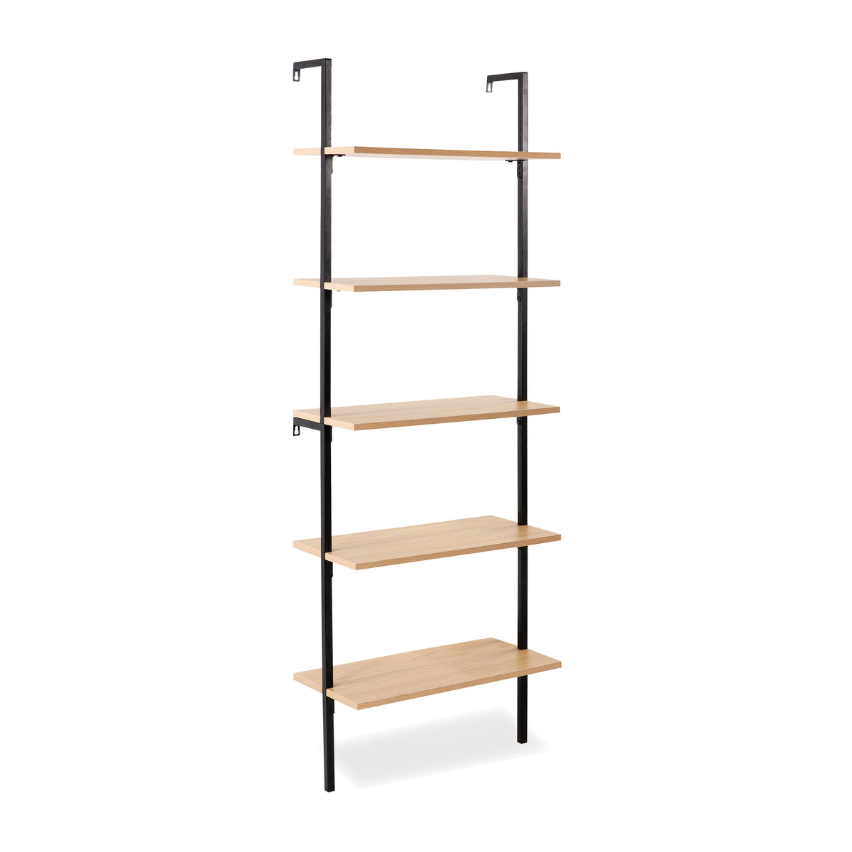 Aarushi 72.05" Classic Industrial 5-Shelf Wood Wall-Mounted Open Ladder Bookcase with Metal Frame