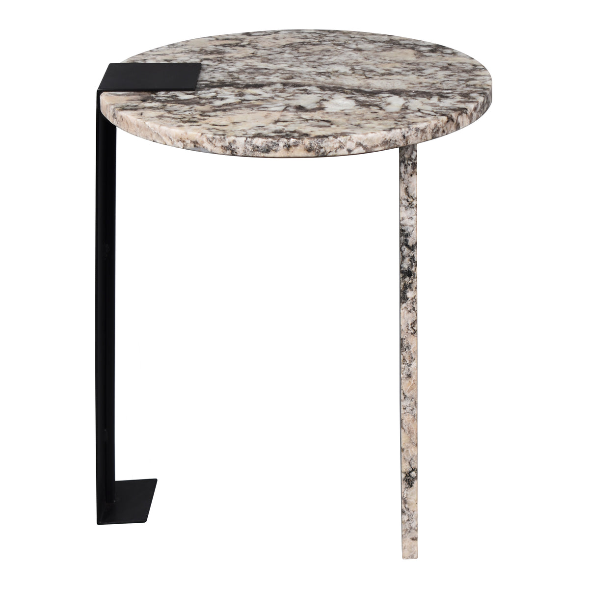 Clary 20.6" Contemporary Natural Marble/Metal Handmade Round End Table