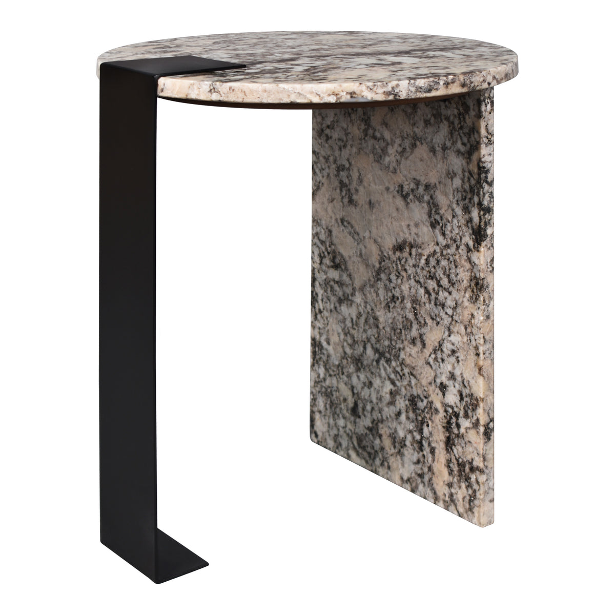 Clary 20.6" Contemporary Natural Marble/Metal Handmade Round End Table