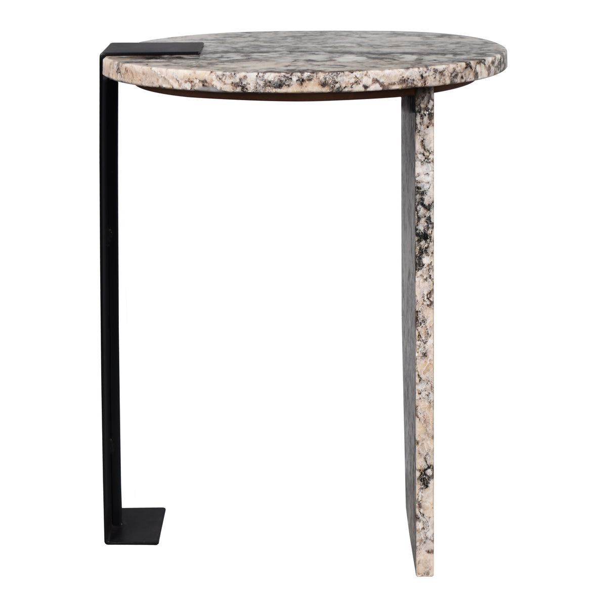 Clary 20.6" Contemporary Natural Marble/Metal Handmade Round End Table
