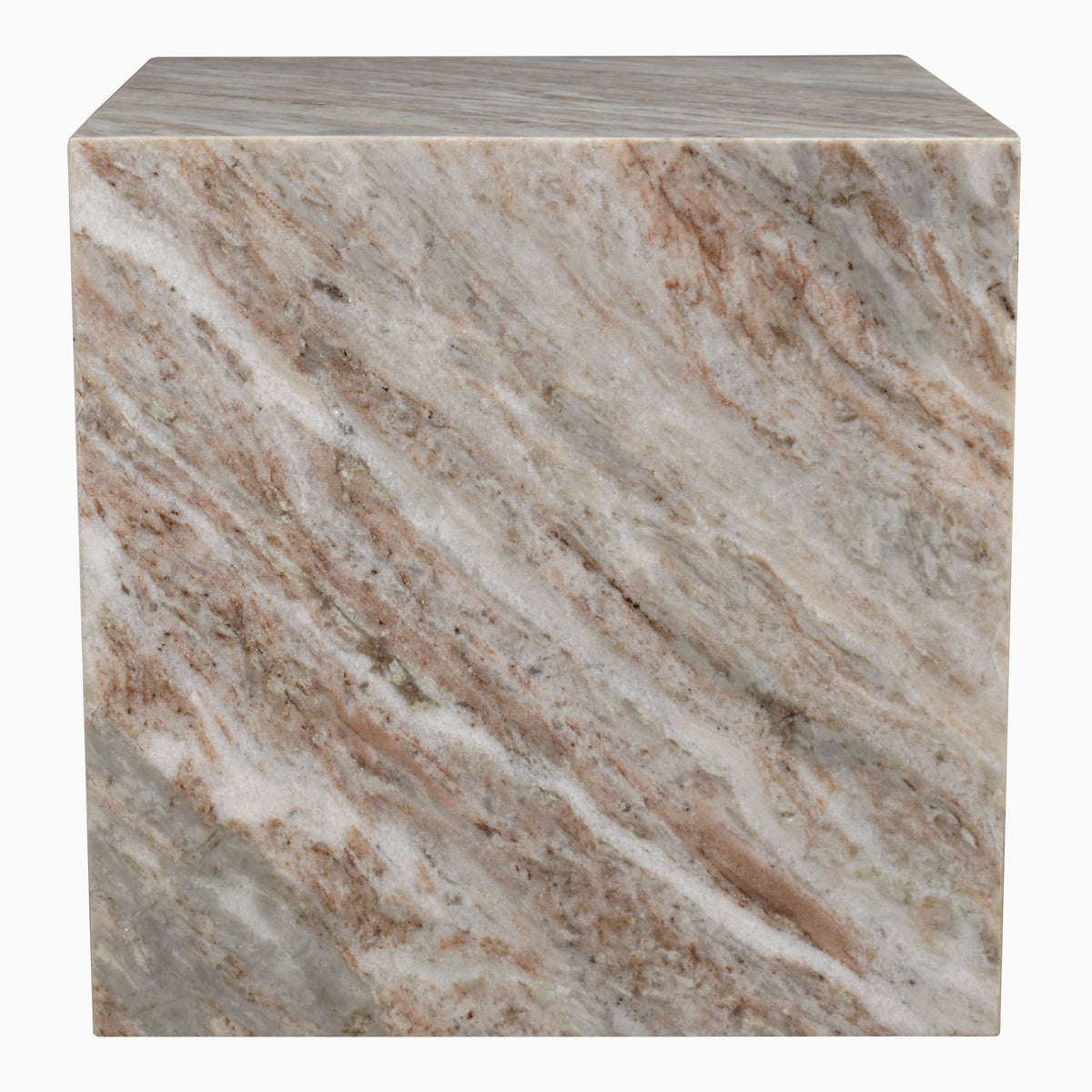 Erosia 15" Contemporary Natural Marble Handmade Cube End Table