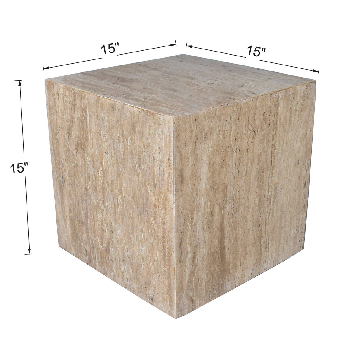 Erosia 15" Contemporary Natural Marble Handmade Cube End Table