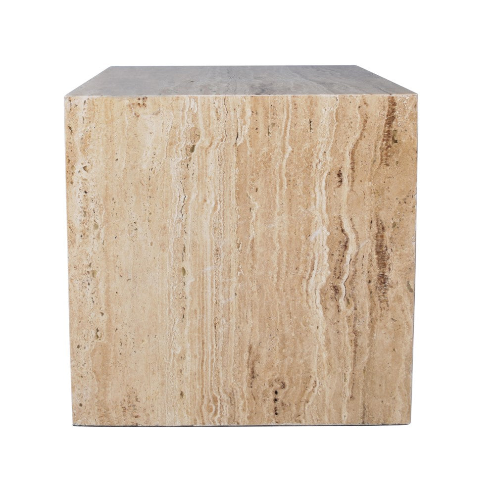 Erosia 15" Contemporary Natural Marble Handmade Cube End Table