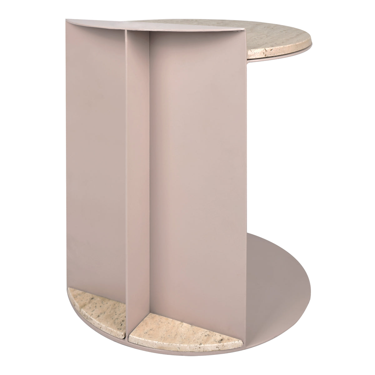 Laurel 20" Contemporary Natural Marble/Metal Handmade C-Shaped End Table