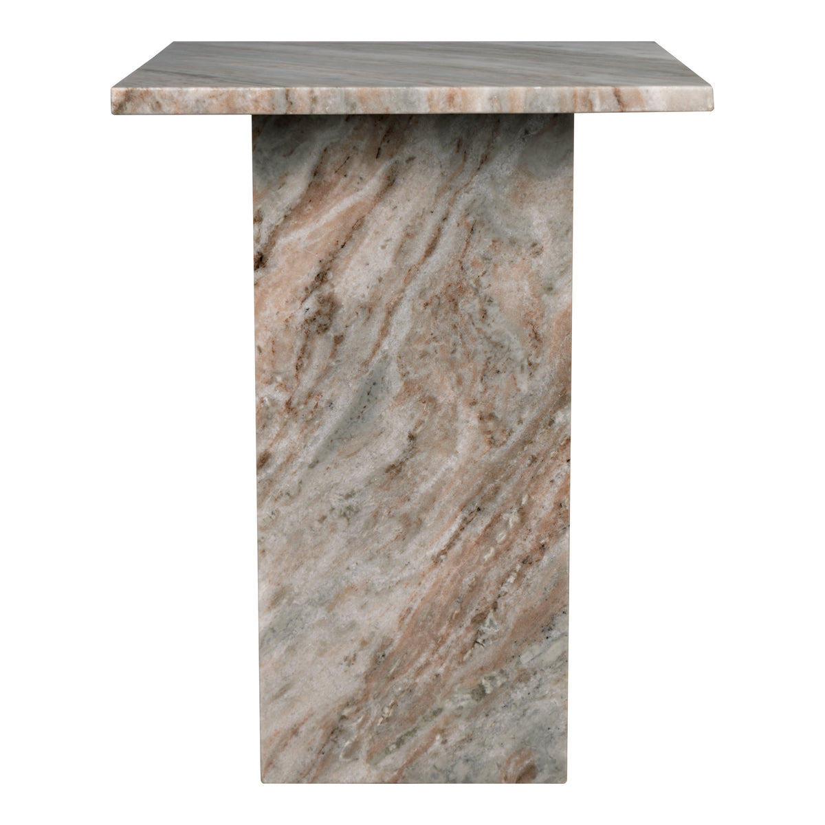 Stone 18.5" Contemporary Natural Marble Handmade T-Shaped End Table