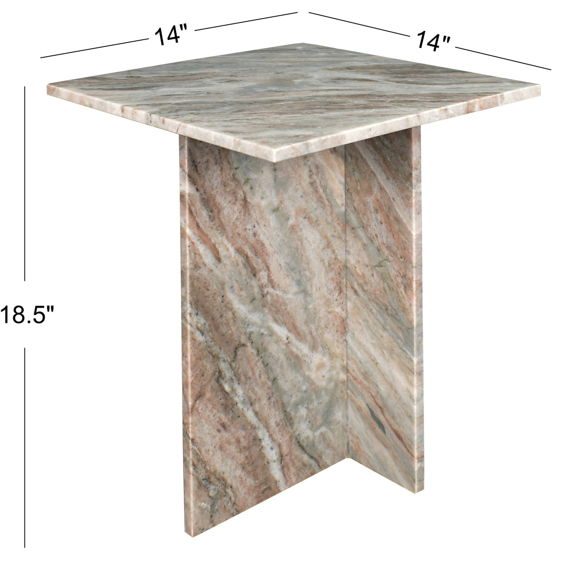 Stone 18.5" Contemporary Natural Marble Handmade T-Shaped End Table