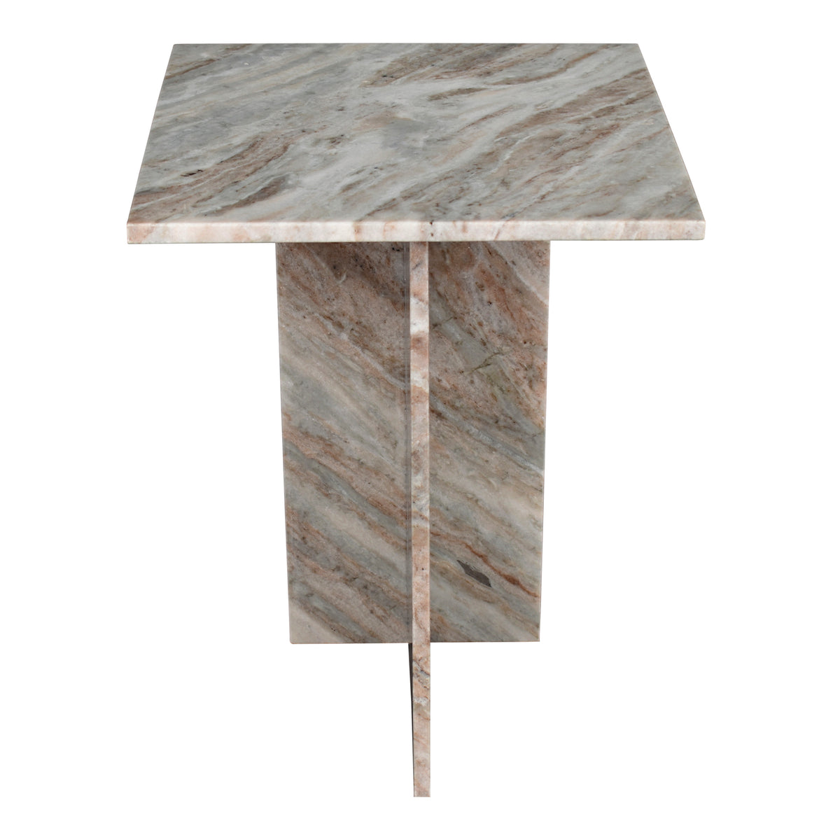 Stone 18.5" Contemporary Natural Marble Handmade T-Shaped End Table