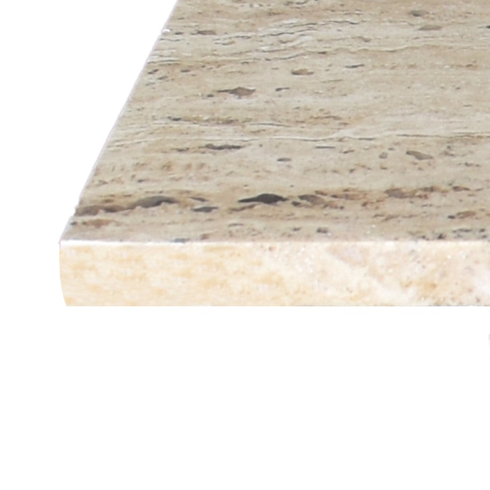 Stone 18.5" Contemporary Natural Marble Handmade T-Shaped End Table