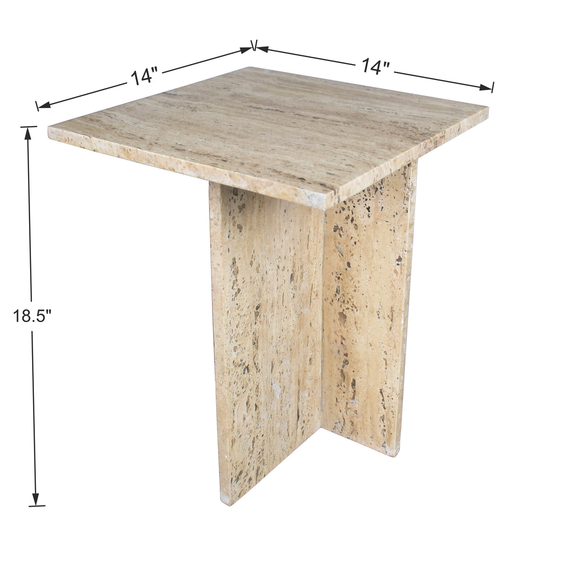 Stone 18.5" Contemporary Natural Marble Handmade T-Shaped End Table