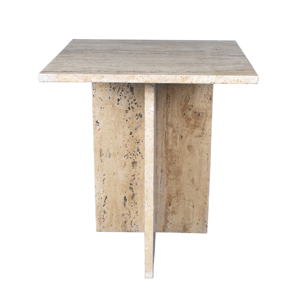 Stone 18.5" Contemporary Natural Marble Handmade T-Shaped End Table