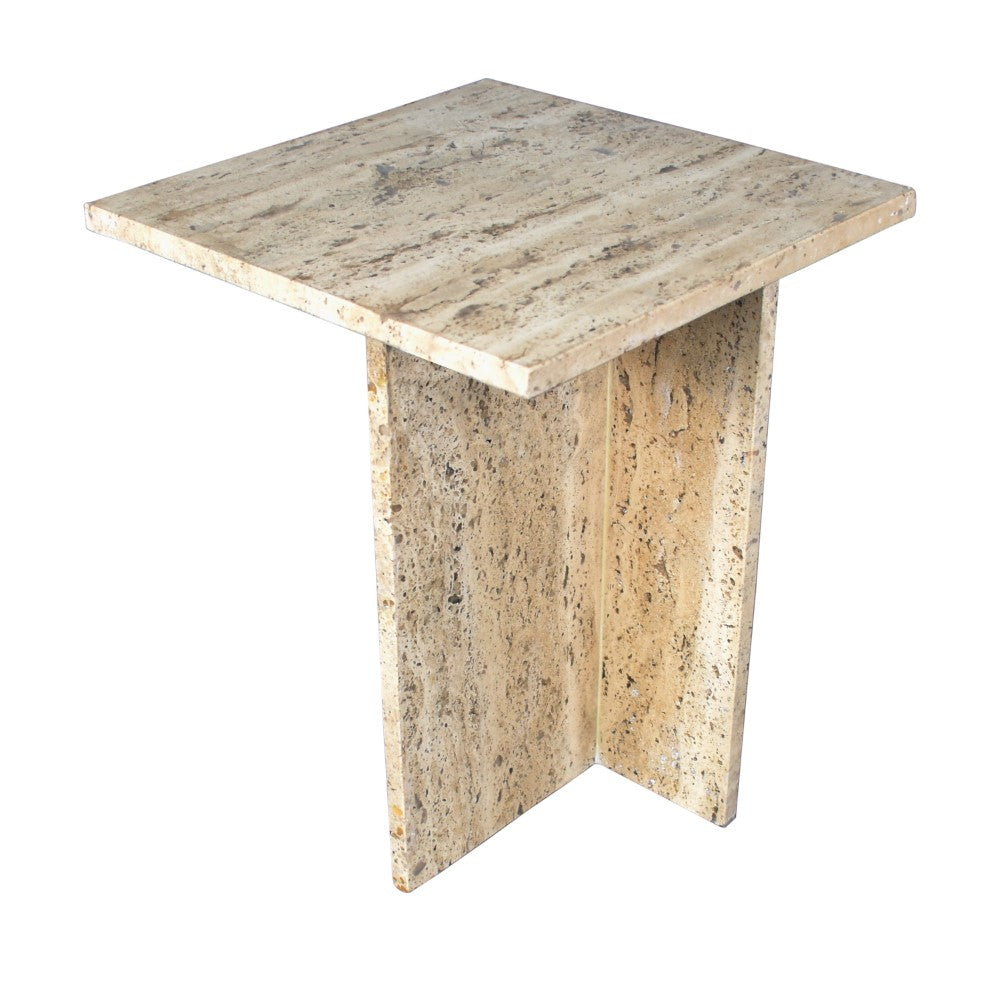 Stone 18.5" Contemporary Natural Marble Handmade T-Shaped End Table