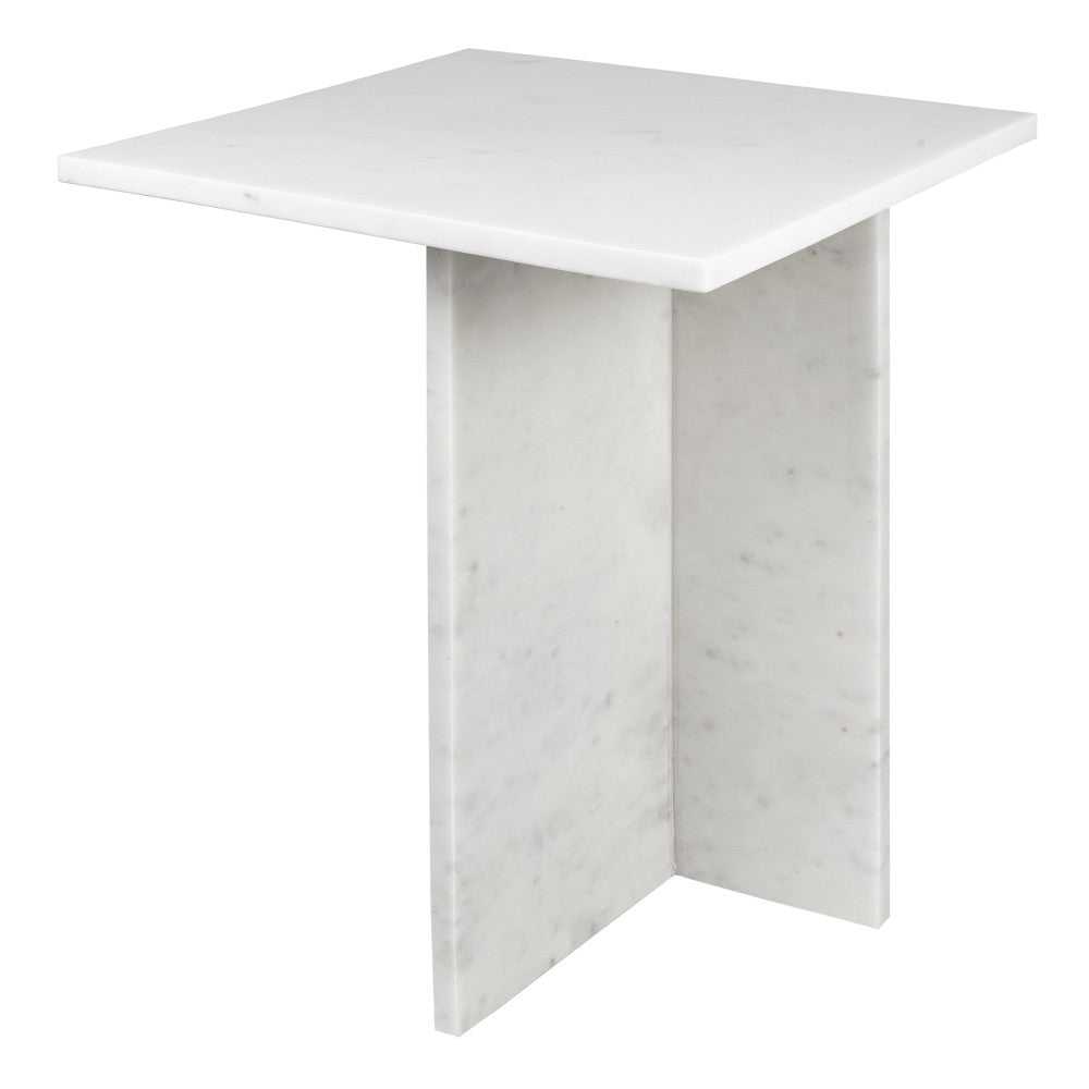 Stone 18.5" Contemporary Natural Marble Handmade T-Shaped End Table
