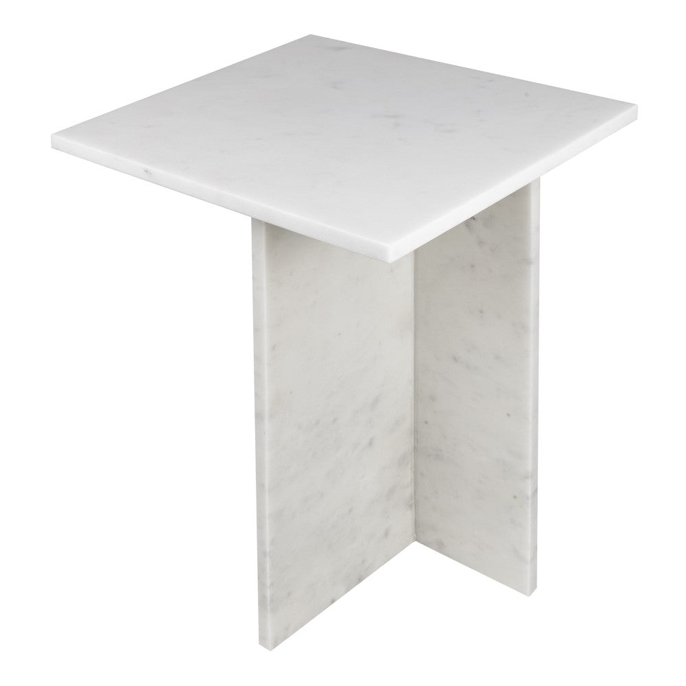 Stone 18.5" Contemporary Natural Marble Handmade T-Shaped End Table