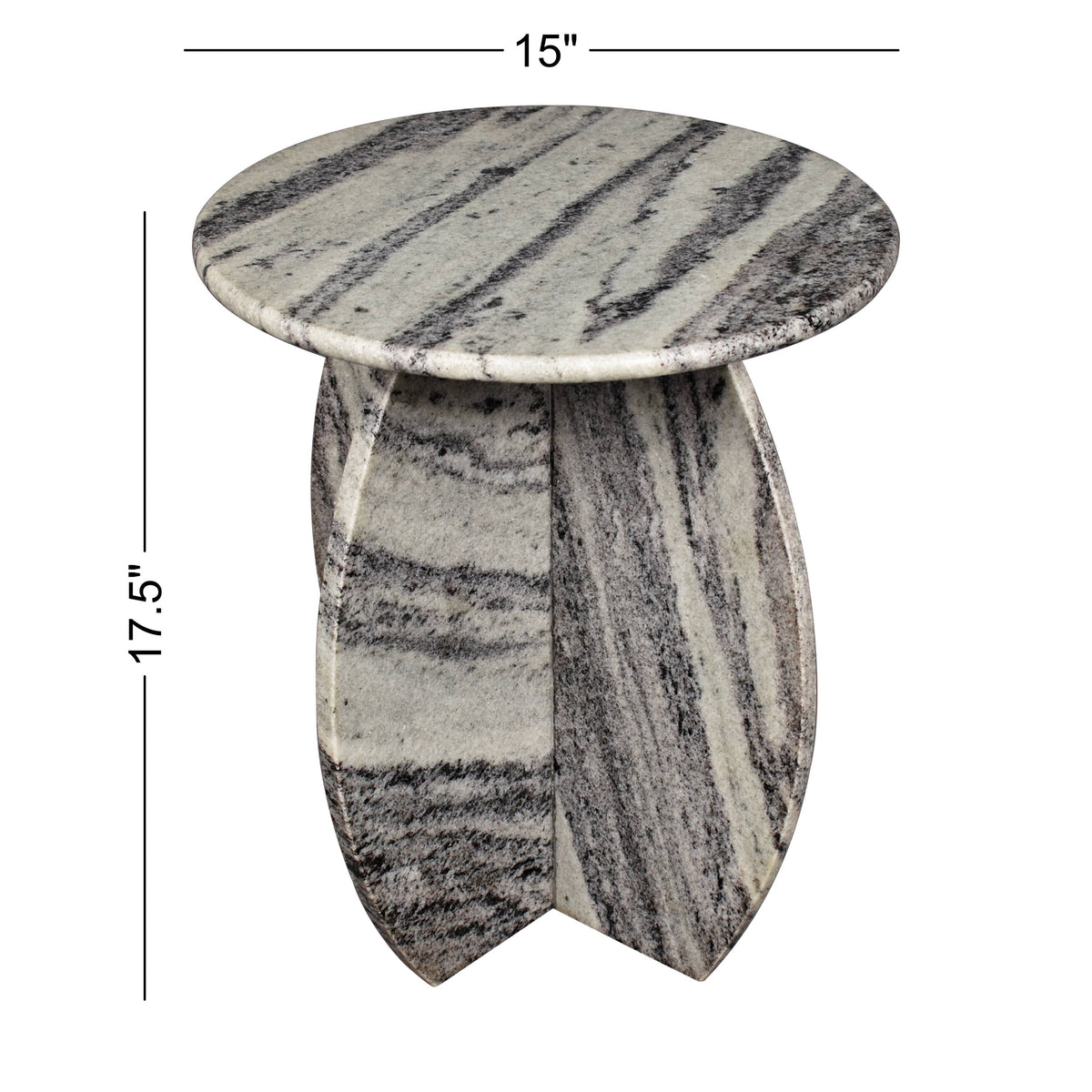 Decorative 17.5" Contemporary Natural Marble Handmade X-Shaped End Table