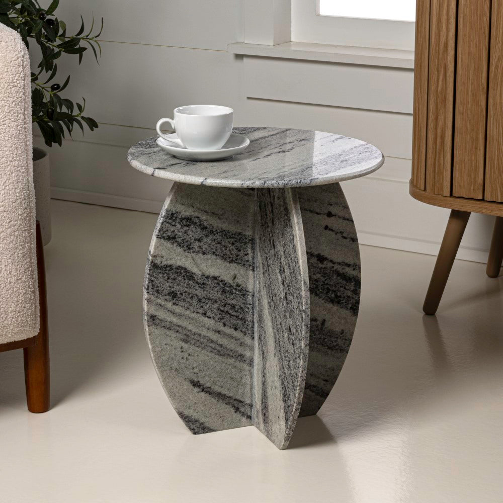 Decorative 17.5" Contemporary Natural Marble Handmade X-Shaped End Table