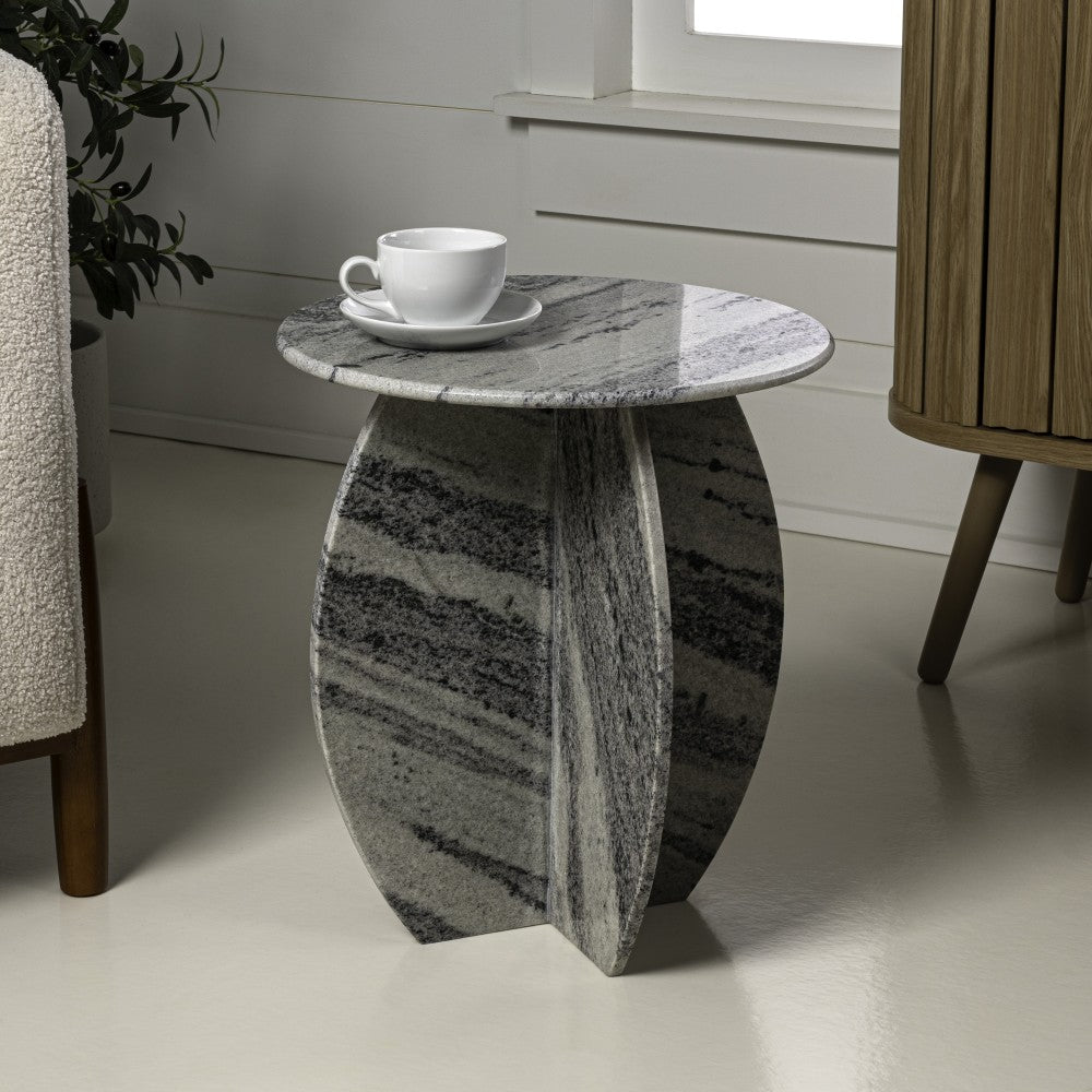 Decorative 17.5" Contemporary Natural Marble Handmade X-Shaped End Table