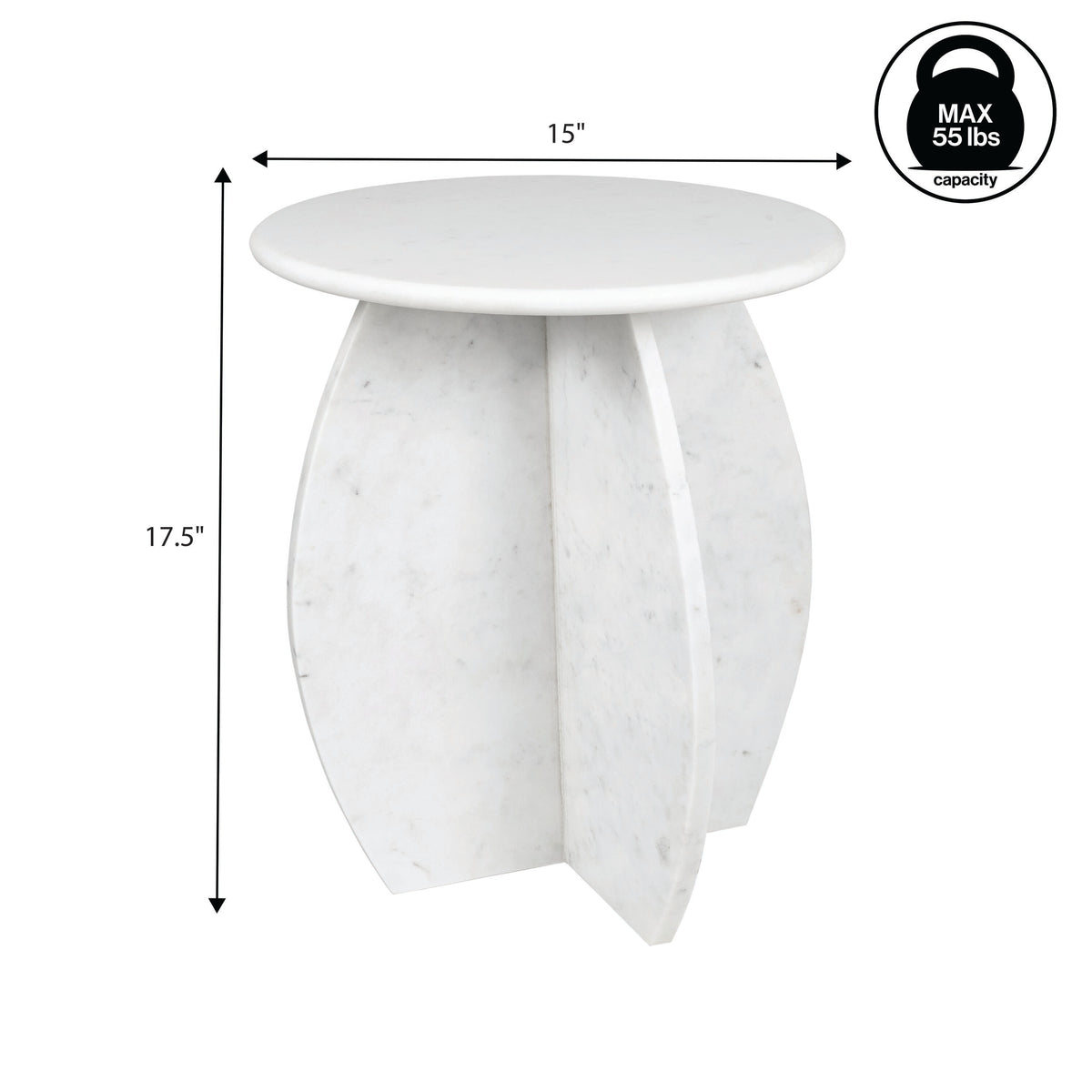 Decorative 17.5" Contemporary Natural Marble Handmade X-Shaped End Table