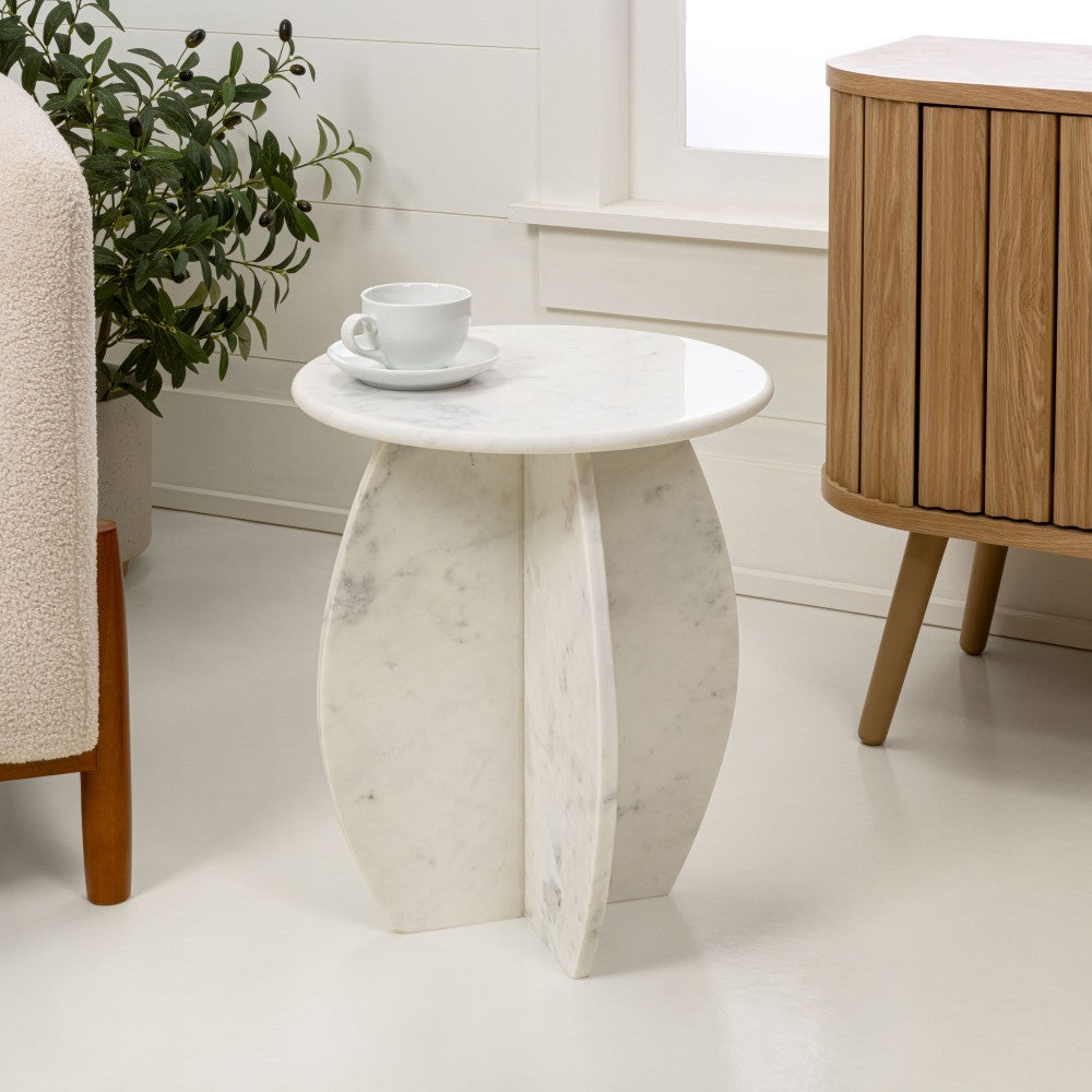 Decorative 17.5" Contemporary Natural Marble Handmade X-Shaped End Table