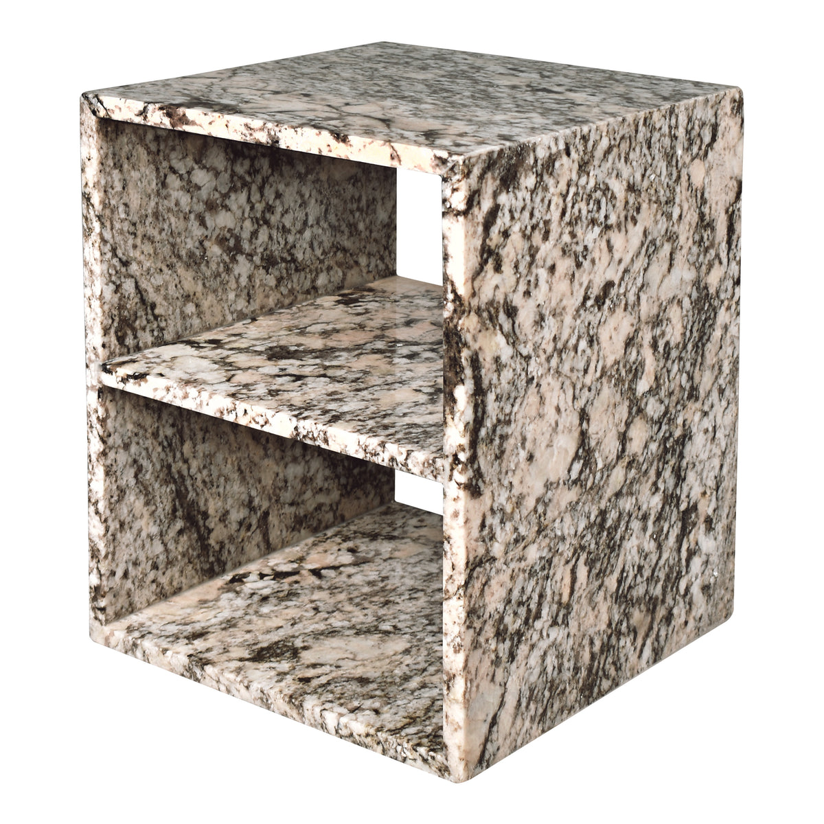 Walker 20" Modern Natural Marble Handmade Rectangular 2-Shelf End Table