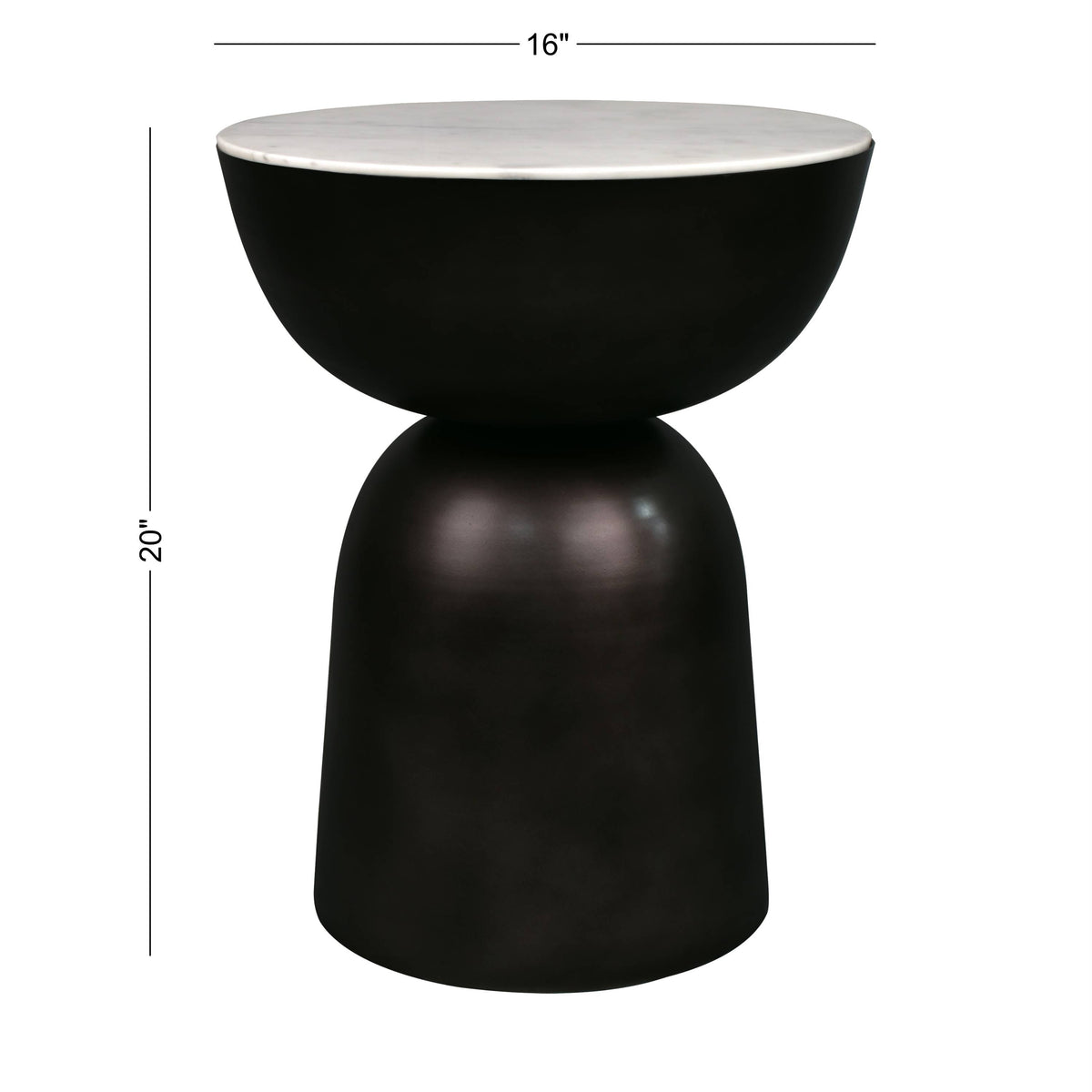 Cone 20" Contemporary Natural Marble/Metal Handmade Hourglass End Table