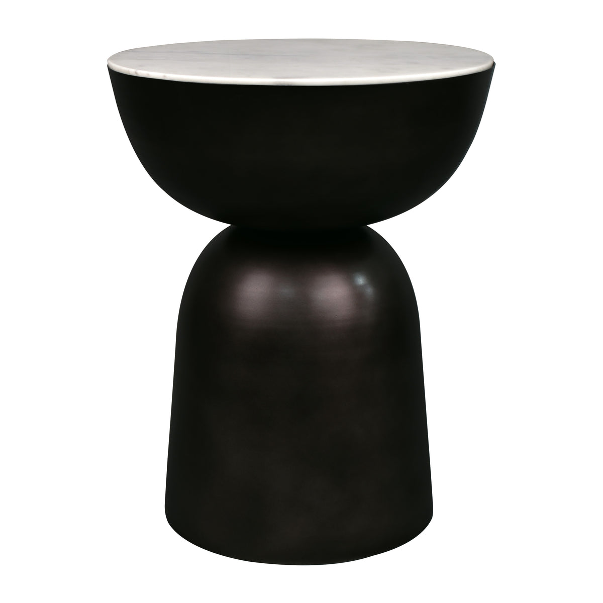 Cone 20" Contemporary Natural Marble/Metal Handmade Hourglass End Table